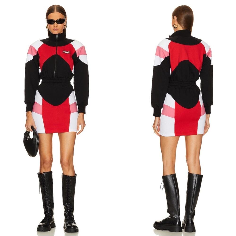 VERSACE JEANS COUTURE Colorblock Long Sleeve Half Zip Mini Dress Size 4